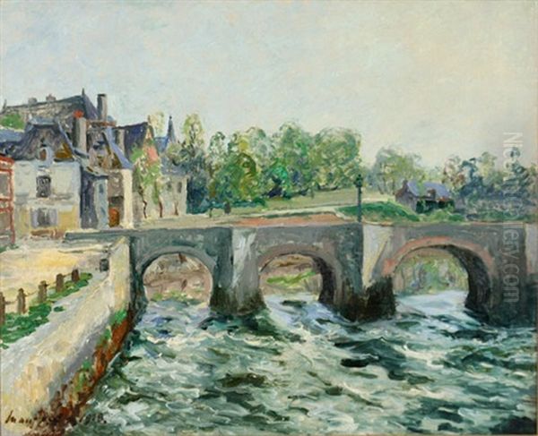 Le Pont Saint-goustan A Auray; Morbihan Oil Painting by Maxime Maufra