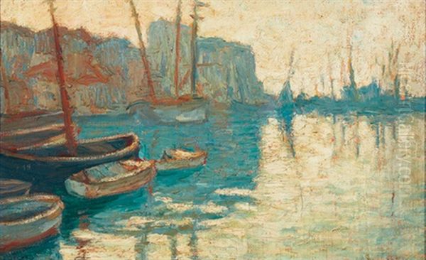 Hafenpartie Mit Segelbooten Im Morgenlicht Oil Painting by Maxime Maufra