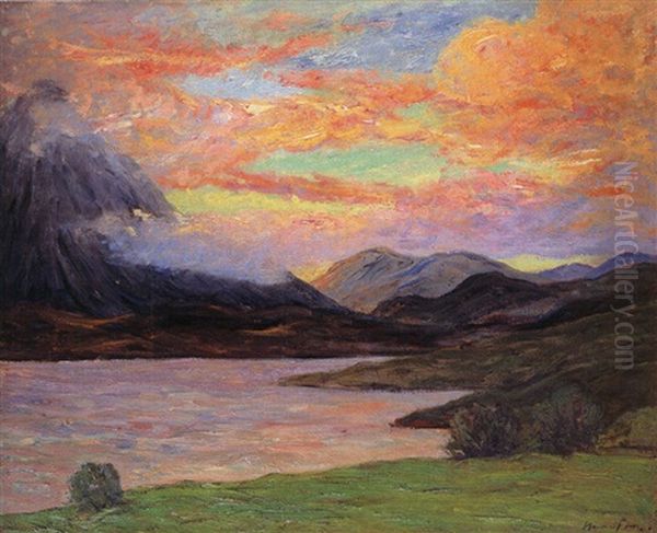 Abendlandschaft Mit Bergsee Oil Painting by Maxime Maufra