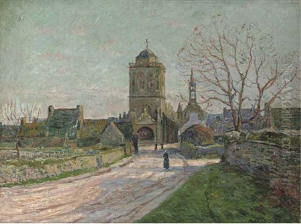 L'arrivee A Locronan, Finistere, Soleil D'hiver Oil Painting by Maxime Maufra