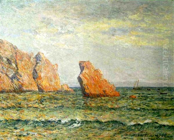 La Roche Isolee, Morgat Oil Painting by Maxime Maufra