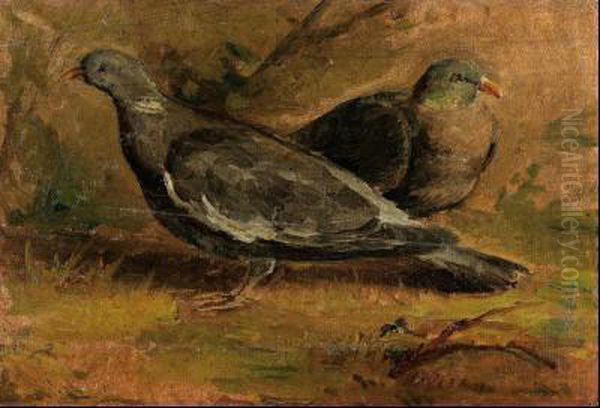 Palomas Oil Painting by Vicente Berrueta