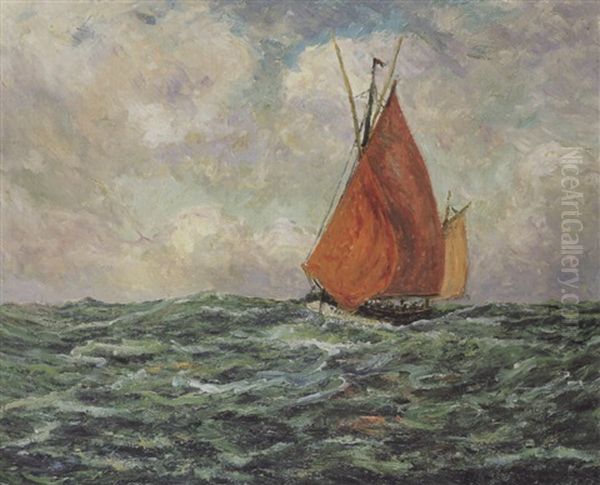 Thoniers En Mer Oil Painting by Maxime Maufra