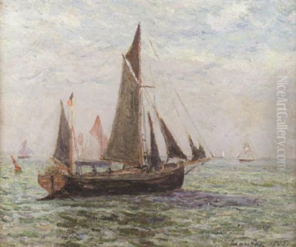 La Gabare Anglaise, Le Havre Oil Painting by Maxime Maufra