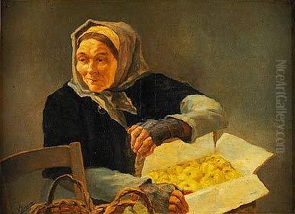 La Vendedora De Manzanas Oil Painting by Vicente Berrueta