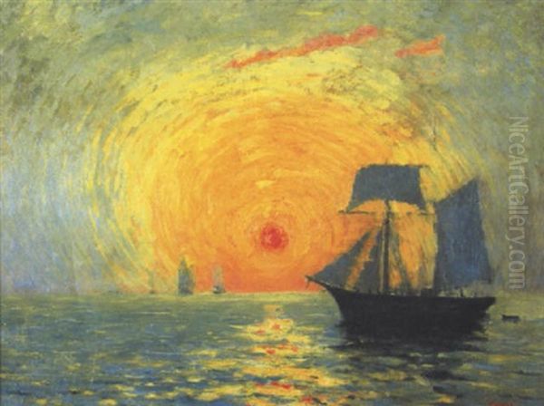 Le Soleil Rouge Oil Painting by Maxime Maufra