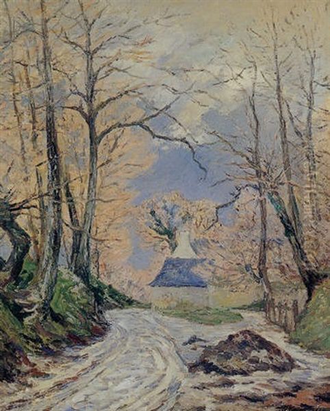 Chemin, L'hiver En Bretagne, Pluie Et Vent (beuzec Long, Finistere) Oil Painting by Maxime Maufra