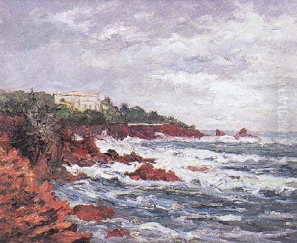 Villa Dans L'esterel, Antheor Oil Painting by Maxime Maufra