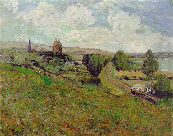 Chemin De Fer A Dudon Oil Painting by Maxime Maufra