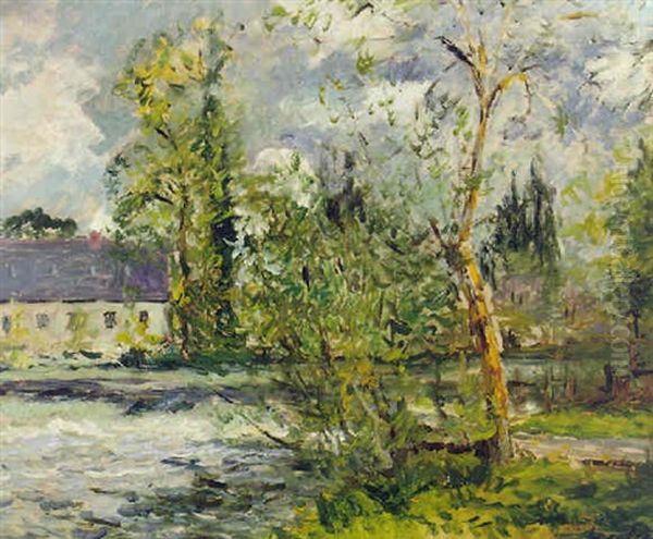 La Papeterie De Ponce, Bords Du Bois, Sarthe Oil Painting by Maxime Maufra