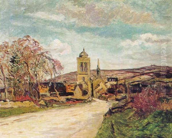 Locronan - Le Bourg Et L'eglise Oil Painting by Maxime Maufra