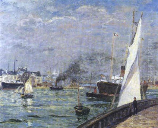 Sortie D'un Cargo-boat, Havre Oil Painting by Maxime Maufra