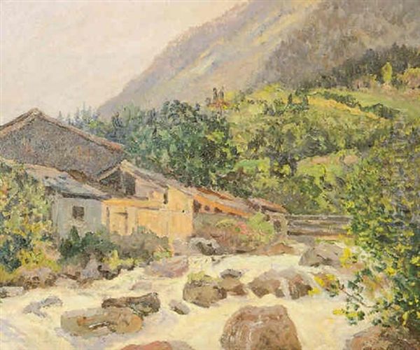 Pueblo Al Borde Del Torrente Oil Painting by Maxime Maufra