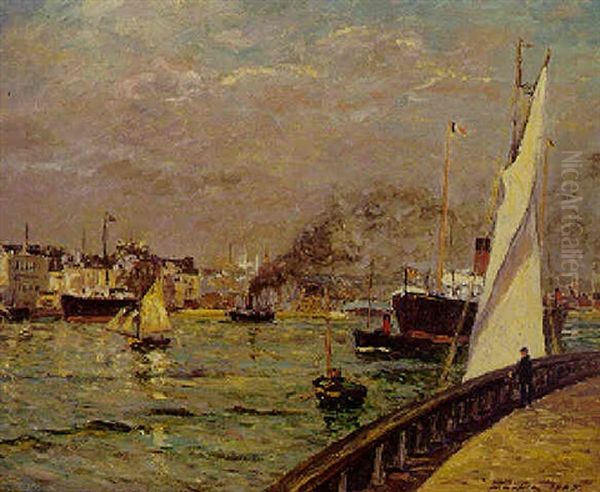 Sortie D'un Cargo-boat, Havre Oil Painting by Maxime Maufra