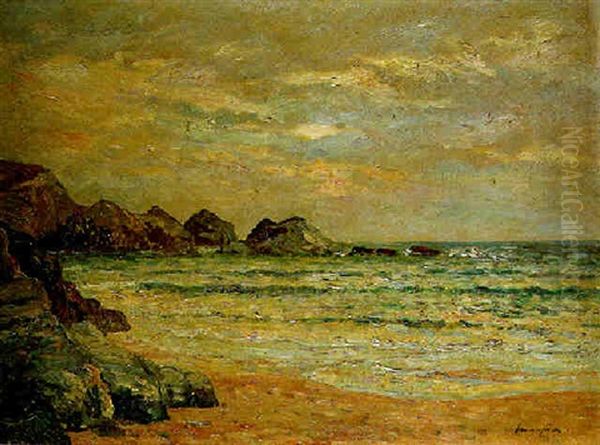 La Plage Donant (belle-ile-en-mer) Oil Painting by Maxime Maufra