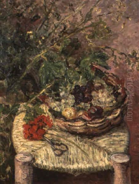 Dans Le Jardin De Kerhostin - Corbeille De Fruits by Maxime Maufra