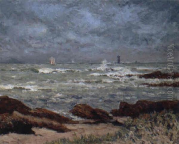 Phare Et Voiliers En Bretagne Oil Painting by Maxime Maufra