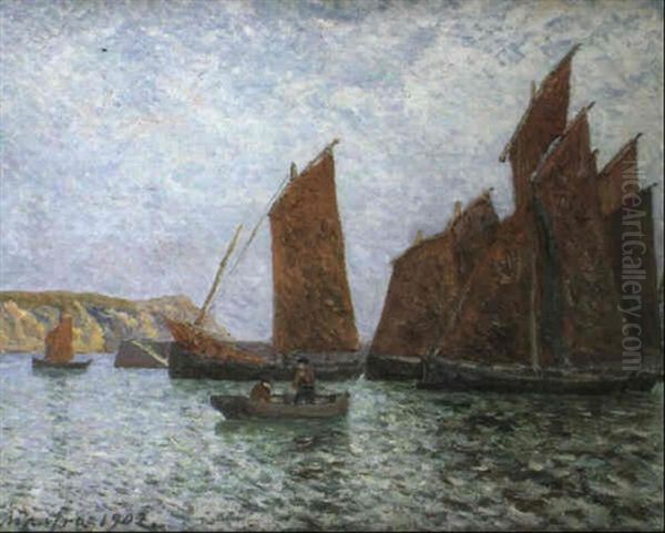 Bateaux Au Mouillage, Morgat 1902 Oil Painting by Maxime Maufra