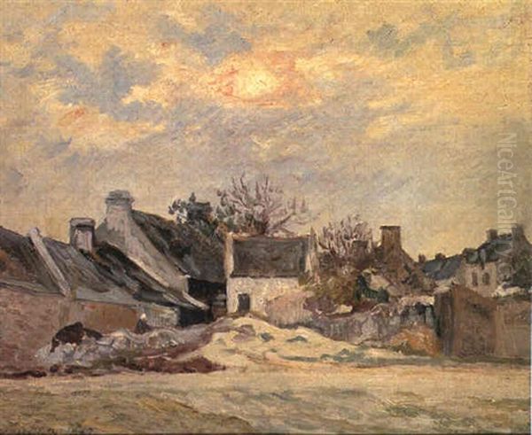 Soleil Couchant Au Village De Kerhostin Oil Painting by Maxime Maufra