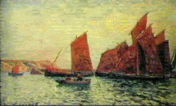 Bateaux Au Mouillage - Morgat Oil Painting by Maxime Maufra