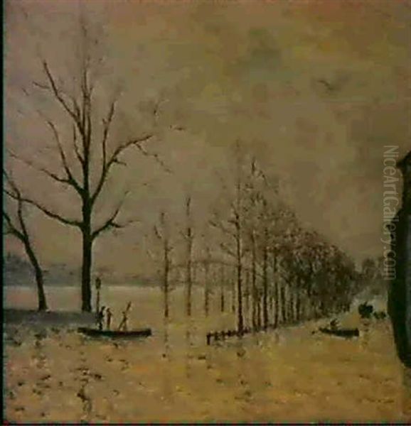 Le Quai De La Rapee - Inondation De Paris Oil Painting by Maxime Maufra