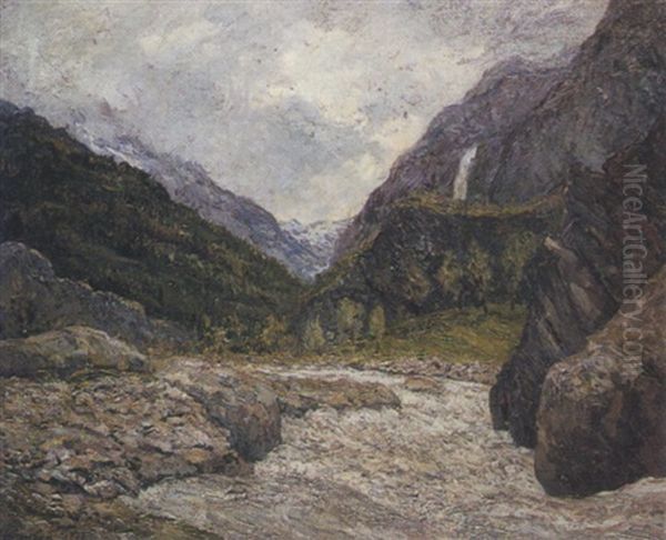 Vallee De La Romanche, Le Torrent Neigeux Oil Painting by Maxime Maufra