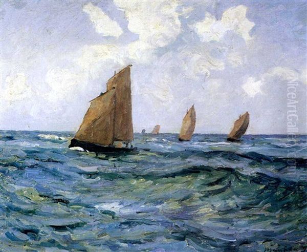 Bateux De Peche Oil Painting by Maxime Maufra