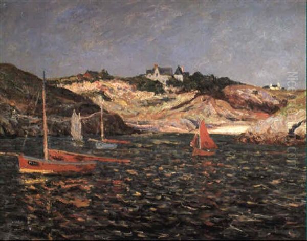 Le Fond Du Port Du Goulphar, Belle-isle En Mer Oil Painting by Maxime Maufra