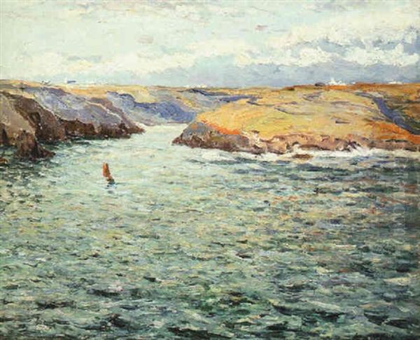 Dernier Rayons Du Soir A Soir A Port Kerel, Belle Isle En Mer Oil Painting by Maxime Maufra