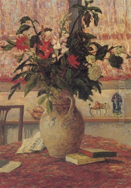 Bouquet De Fleurs Devant La Fenetre Oil Painting by Maxime Maufra