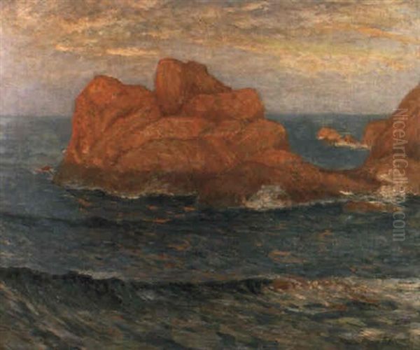 Les Rochers Rouges A Belle Ile, Finistere Oil Painting by Maxime Maufra