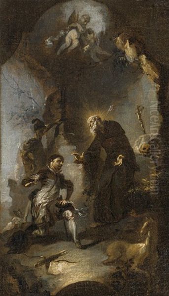 Der Hl. Agidius In Der Einode Oil Painting by Franz Anton Maulbertsch