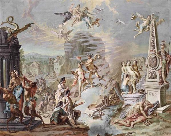 Allegorie Auf Das Foderationsfest Auf Dem Marsfeld (champs De Mars) In Paris, Das Am 14. Juli 1790 Zum Ersten Jahrestag Der Ersturmung Der Bastille Abgehalten Wurde by Franz Anton Maulbertsch