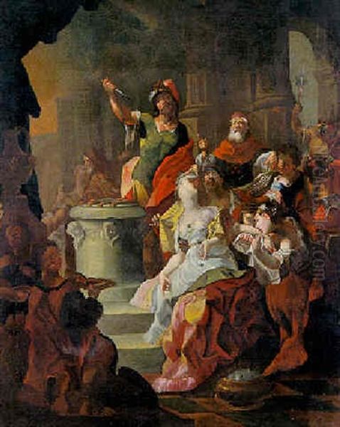 Agamemnon Opfert Iphigenie Oil Painting by Franz Anton Maulbertsch