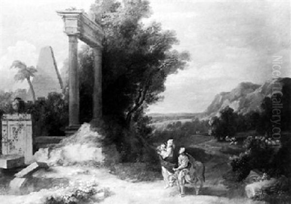 Landscape With The Flight Into Egypt Oil Painting by Henri de Mauperche