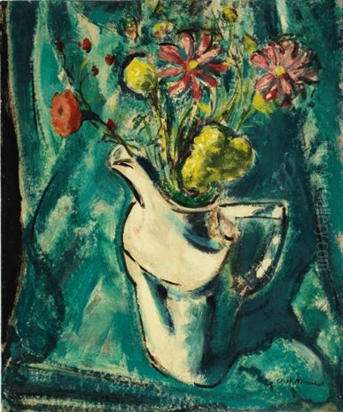 Still Life With White Pitcher And Flowers Oil Painting by Alfred Henry Maurer