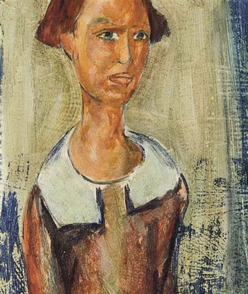 Portrait Of A Woman In Rust-colored Dress Oil Painting by Alfred Henry Maurer