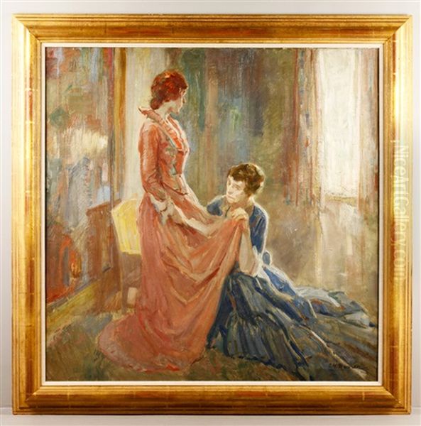 A Clothes Fitting With Two Women Oil Painting by Alfred Henry Maurer