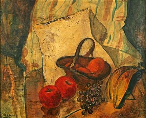 Still Life Of Fruit In A Basket Oil Painting by Alfred Henry Maurer