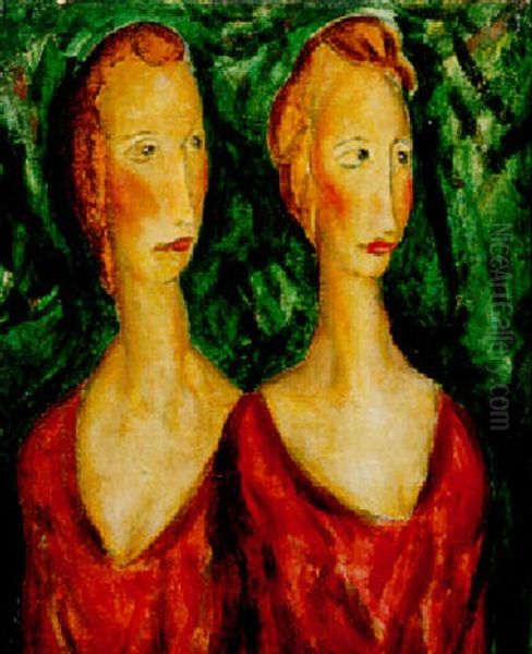 Two Blonde Heads Oil Painting by Alfred Henry Maurer