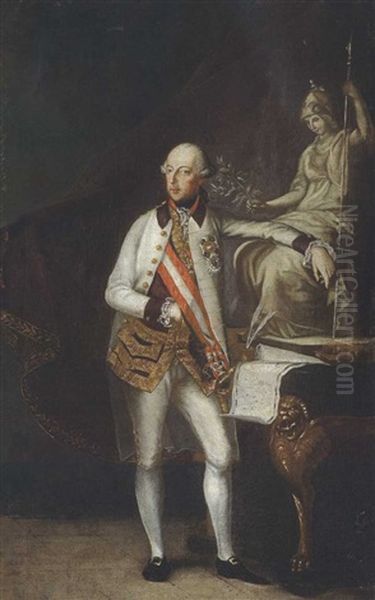 Kaiser Joseph Ii. Oil Painting by Hubert Maurer