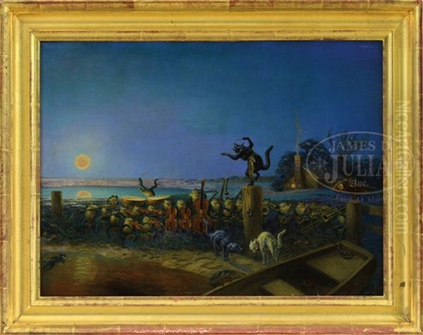 Full Moon Over The Frog Band Oil Painting by Louis Maurer