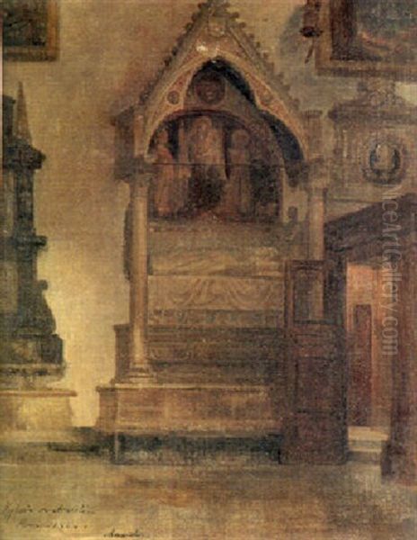 Interior De La Iglesia De Araceli En Roma Oil Painting by Gabriel Maureta y Aracil