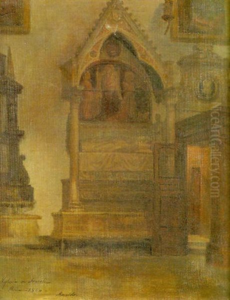 Interior De La Iglesia De Araceli En Roma Oil Painting by Gabriel Maureta y Aracil