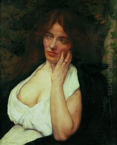 Portrait De Femme Pensive (eugenie Debray) Oil Painting by Charles Maurin