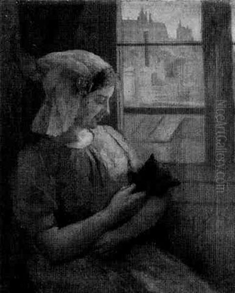 Junge Frau Mit Katze Oil Painting by Charles Maurin