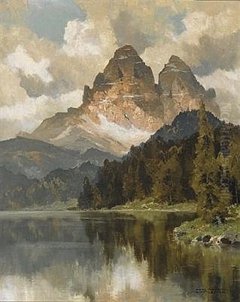 Misurinasee (drei Zinnen) Oil Painting by Hans Maurus