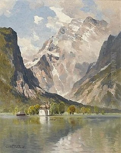 Sankt Bartholoma Am Konigssee Oil Painting by Hans Maurus