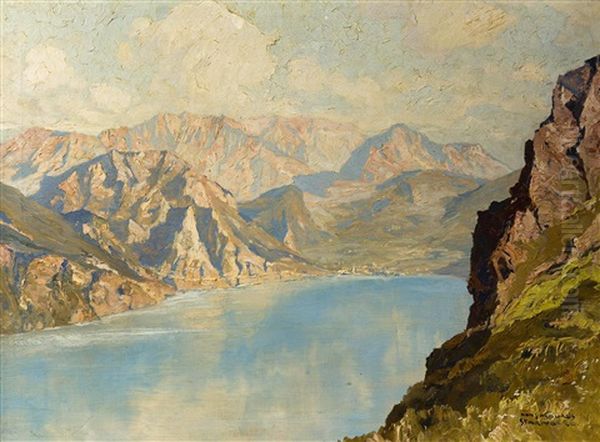 Gardasee Blick Auf Riva Oil Painting by Hans Maurus