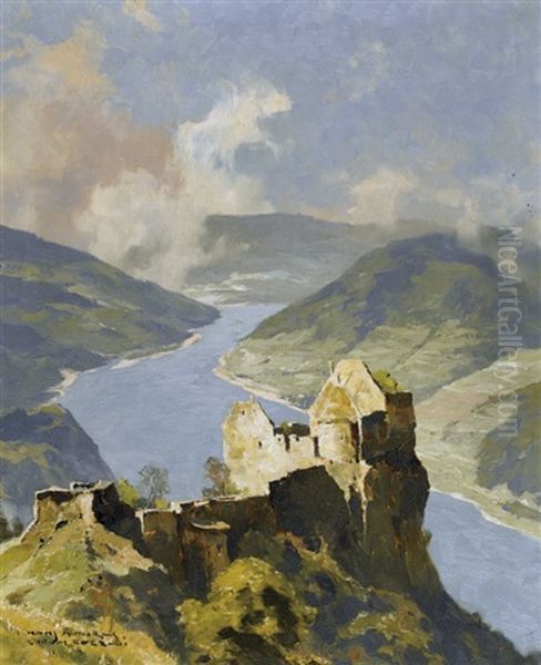 Ruine Aggstein (wachau) Oil Painting by Hans Maurus